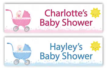 Baby Shower Banner Pram Theme
