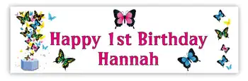 Girls Butterfly Birthday Party Banner