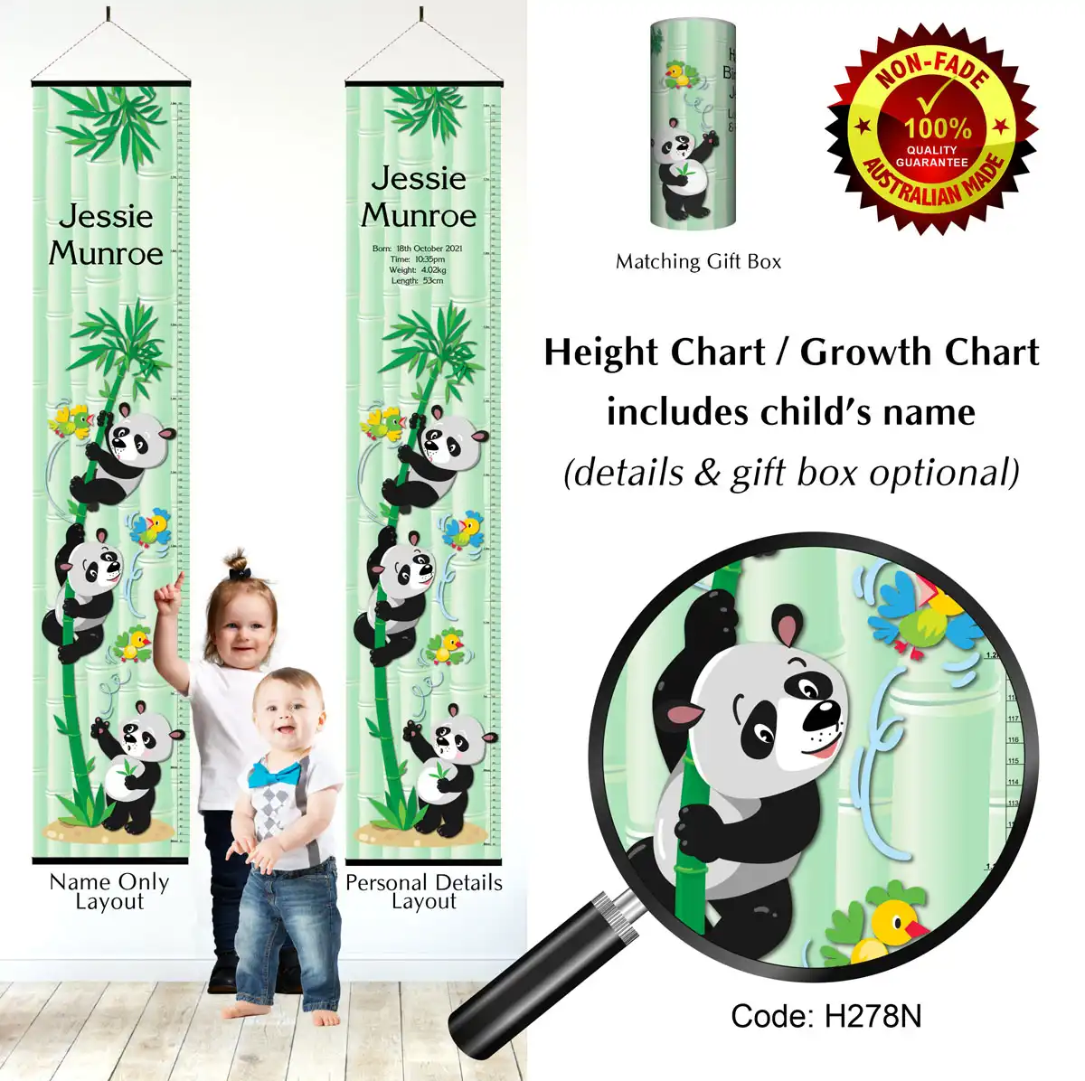 Height Chart Panda Bears Theme #1
