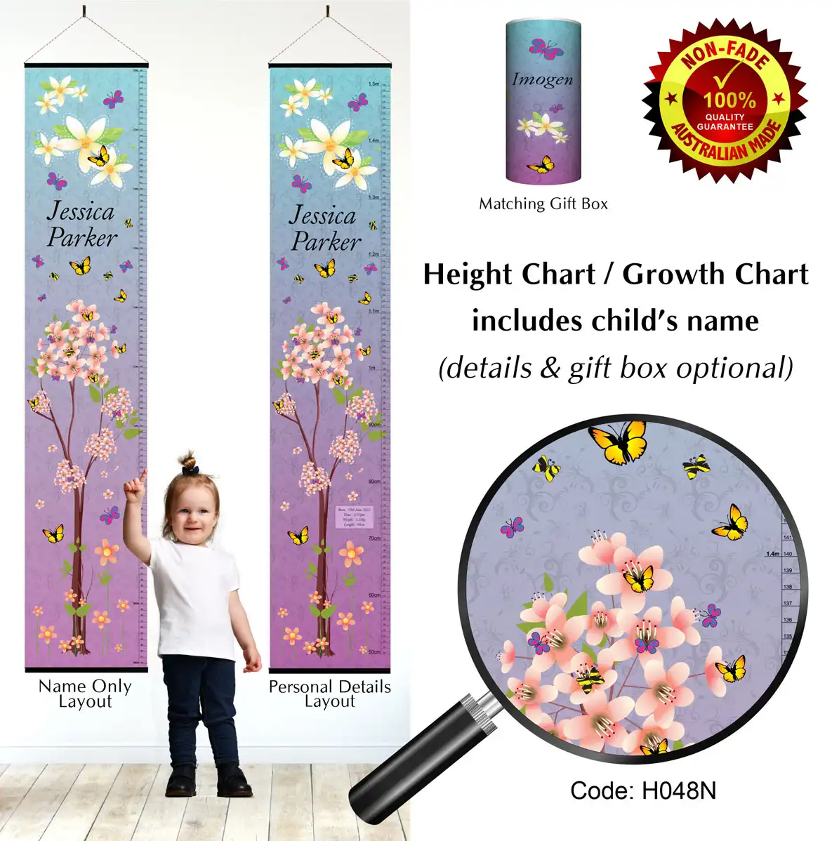 Height Charts - Purple Bloom or Spring Blossom Theme #1