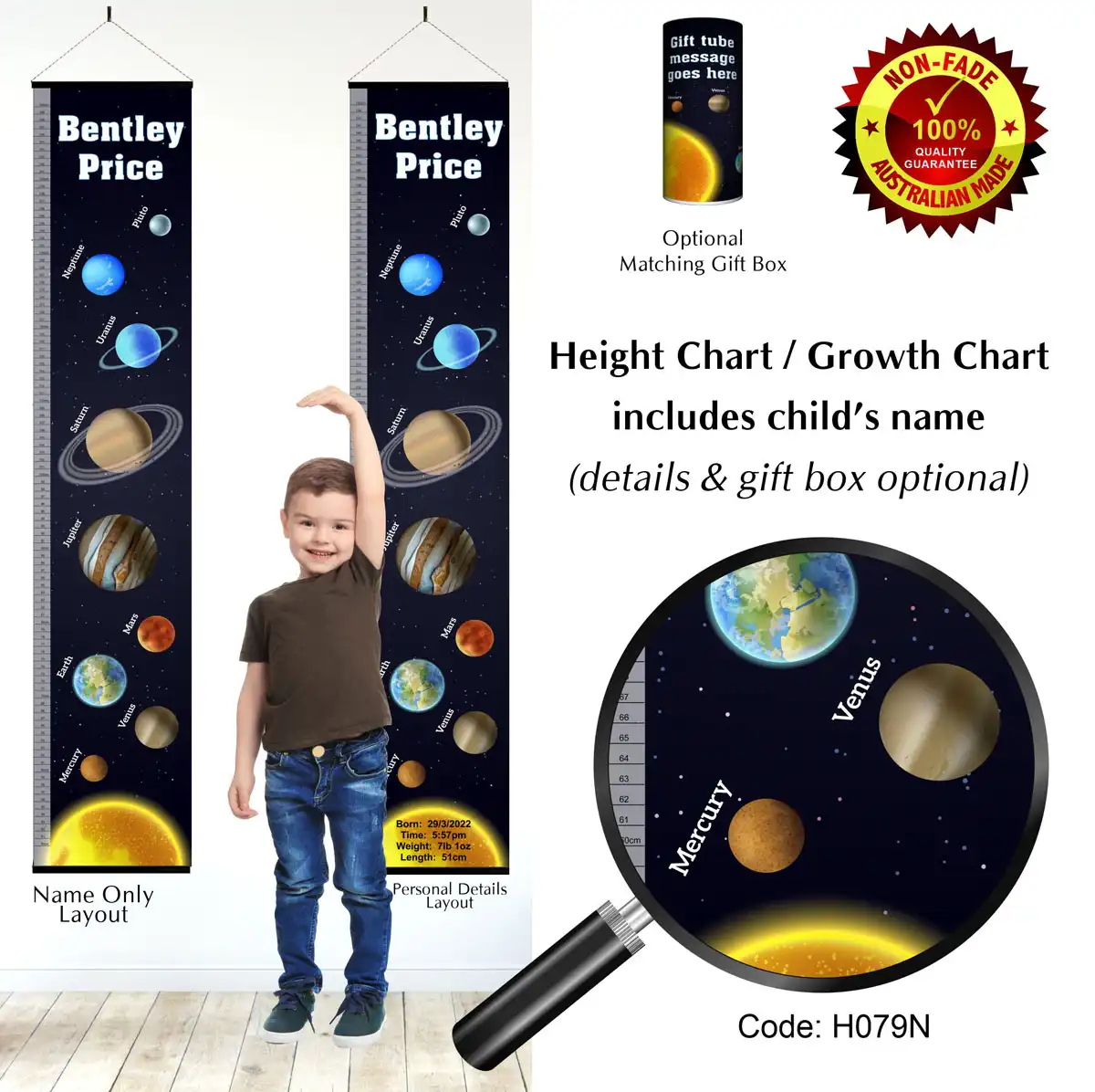 Height Charts - Planets in Space