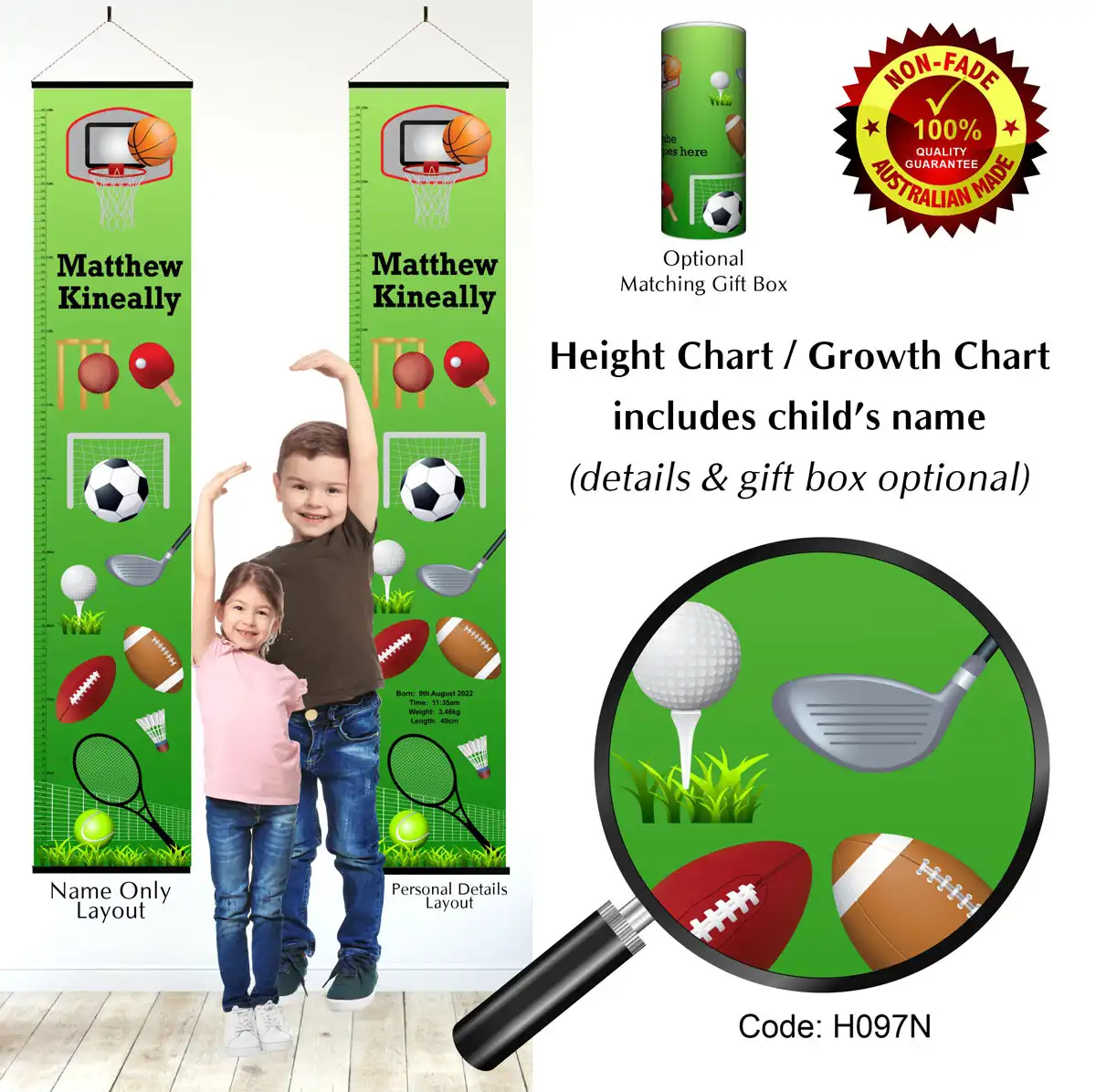 Height Charts - Sports Theme