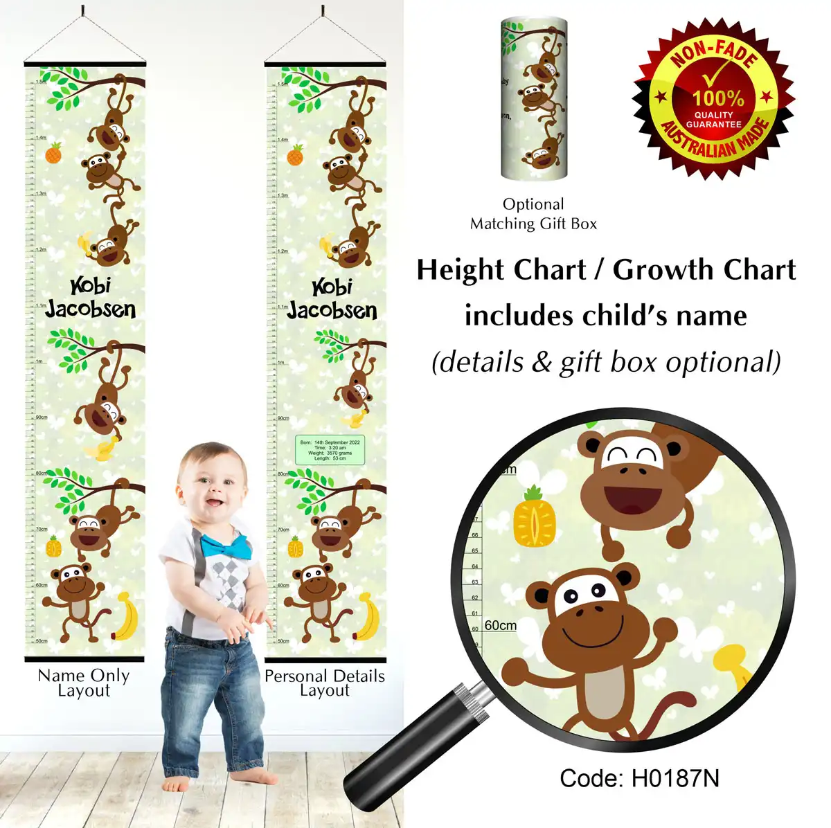 Height Charts - Monkey Theme For Kids #1