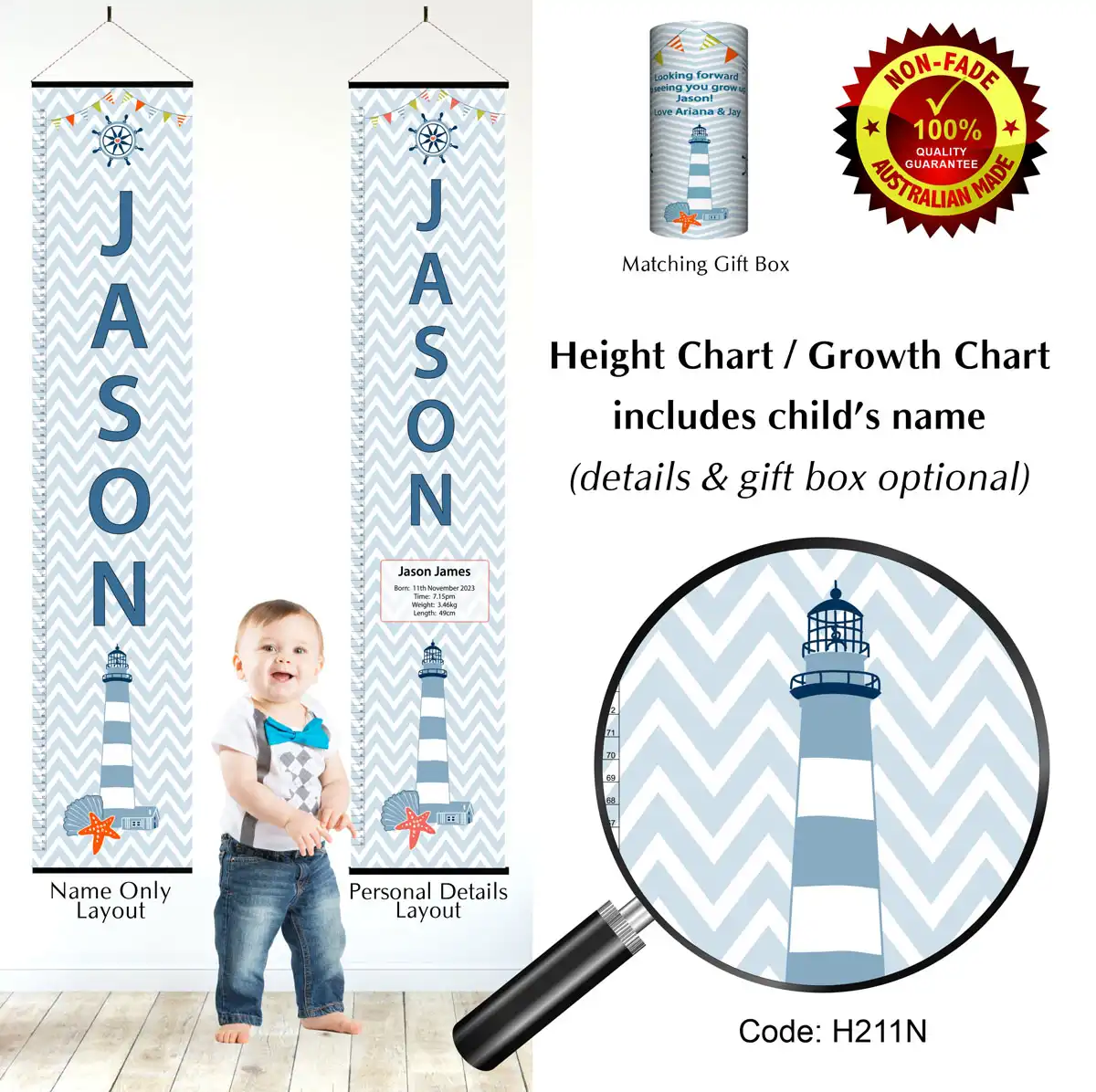Height Charts - Lighthouse Chevron Pattern #1