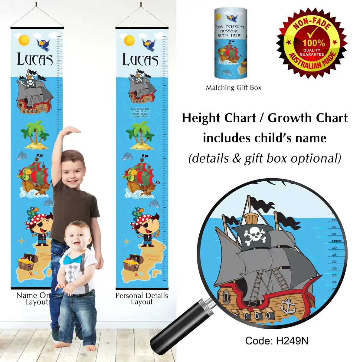 Height Charts - Pirate Kids Treasure Ships #1