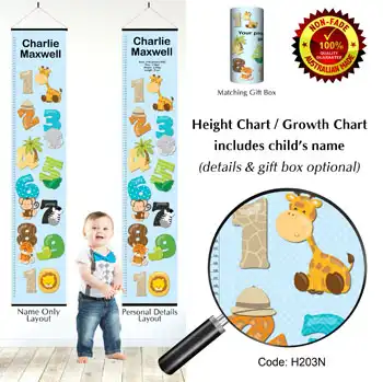 Height Charts - numbers, Jungle Animals