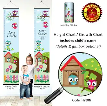 Height Charts - Birds with Owl Theme