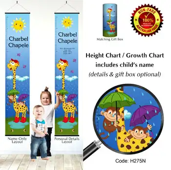 Height Charts - Giraffe with Monkeys