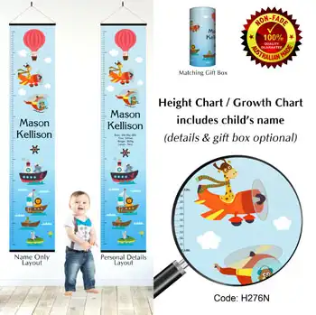 Height Charts - Animals in Boats and Planes