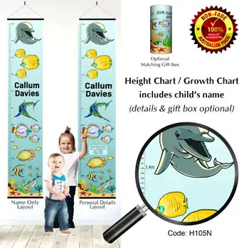 Height Charts - Tropical Fish, Dolphin