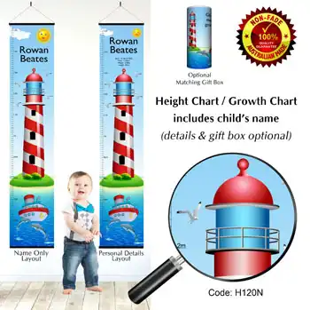 Height Charts - Lighthouse and Sea Boat Theme