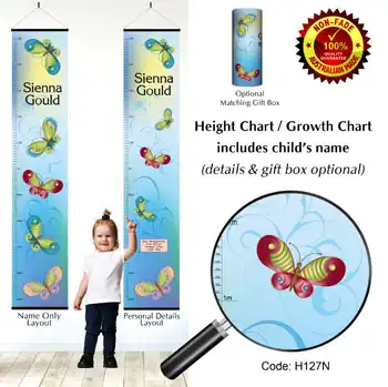 Height Charts - Blue Butterfly, Butterflies