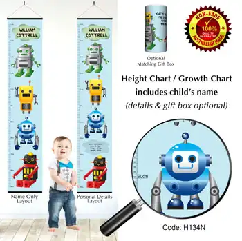 Height Charts - Retro Robot Theme