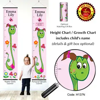Girls Height Charts - Snake Theme for Girl
