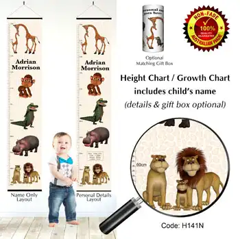 Height Charts - 3D Safari Animals Theme