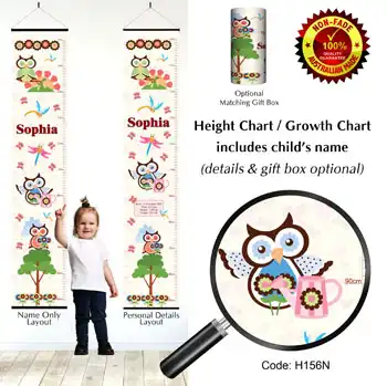 Height Charts - Owl Theme for Girls