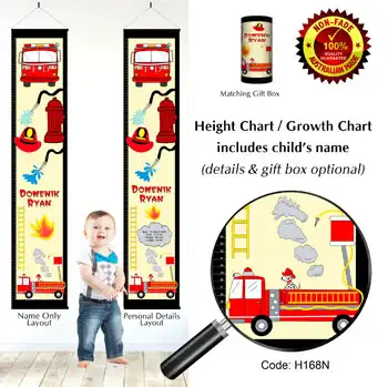 Height Charts - Fireman Fire Truck