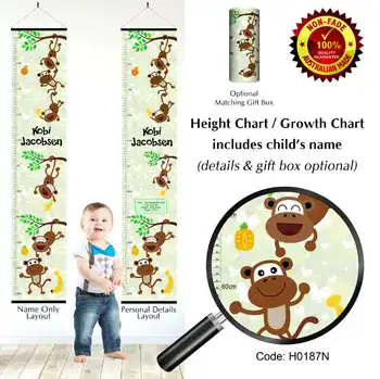 Height Charts - Monkey Theme For Kids