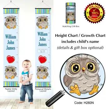 Height Charts - Baby Boy with Owl Theme