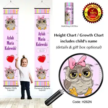 Height Charts - Baby Girl with Owl Theme