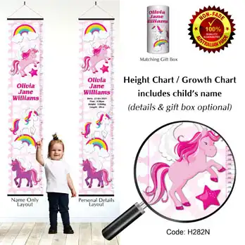 Height Charts - Girls Unicorn Theme