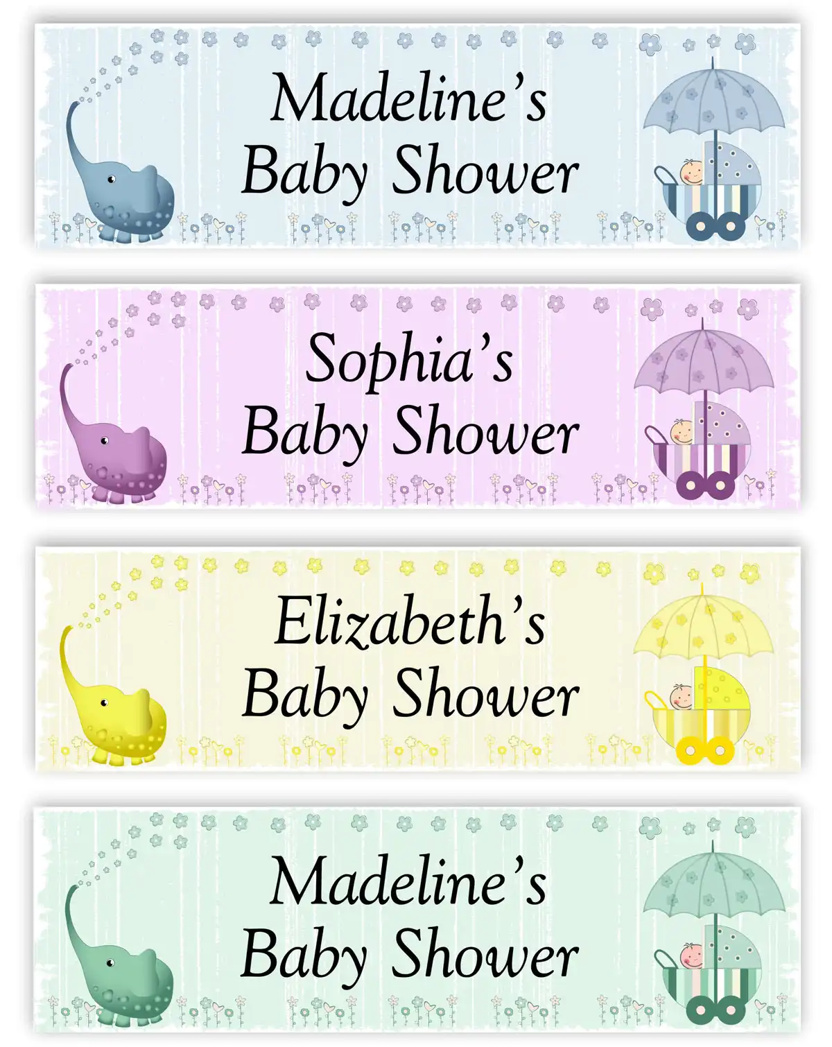 Banner Baby Shower Elephant and Pram