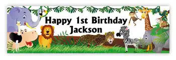 Party Banner with Jungle Zoo Animals