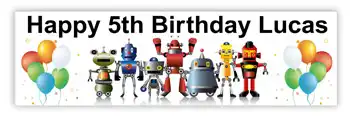 Kids Party Banner Robot Theme