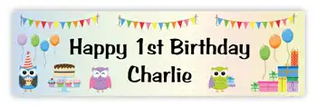 1st Birthday Party Banner - Owls Gifts