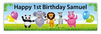 Kids Party Banner Jungle Zoo Animals
