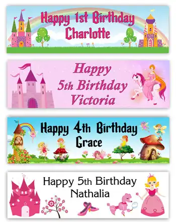 Birthday Banner Fairytale Princess Themes