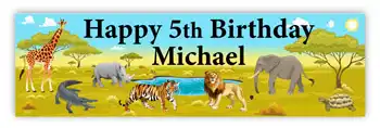 Party Banner with Wild Safari Animals