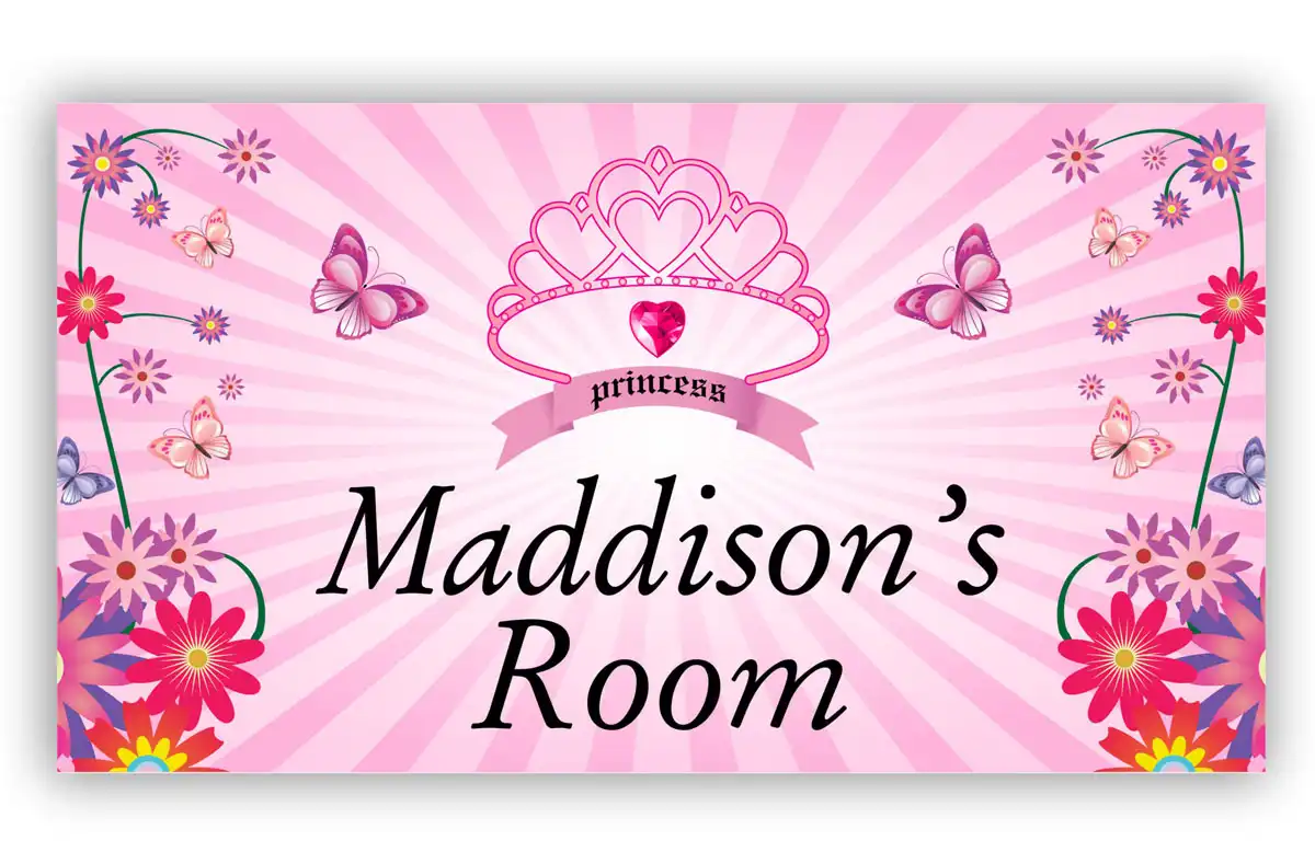 Room Door Sign Princess, Pink Tiara Theme