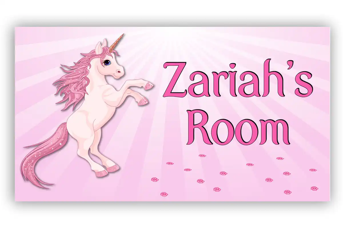 Room Door Name Sign Pink Unicorn Plaque