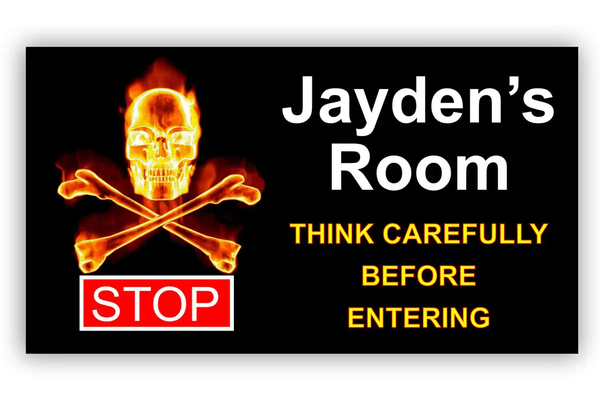 Room Door Sign Keep Out with Skull