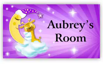 Room Door Sign Bedroom Moon in  Purple