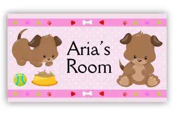 Room Door Sign Puppy Dog Pink Theme