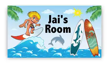 Room Door Plaque Surfing Theme