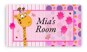 Girls Room Door Sign Pink Giraffe