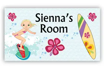 Room Door Sign Surfing Girl Theme