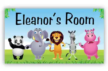 Room Door Sign Jungle Animals