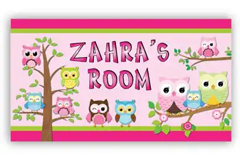 Room Door Sign Family of Owls for Girls