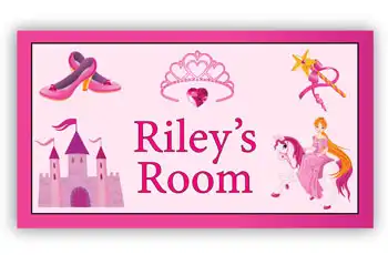 Room Door Sign Princess on Horse in Pink Theme