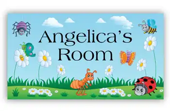 Room Door Sign with Spring Garden Insects
