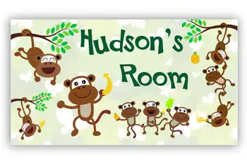 Room Door Sign Dancing Monkeys for Kids Bedroom