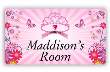 Room Door Sign Princess, Pink Tiara Theme
