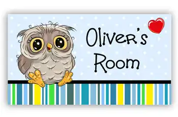 Room Door Sign Cute Owl for Baby Boy