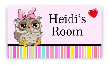 Room Door Sign Cute Owl for Baby Girl
