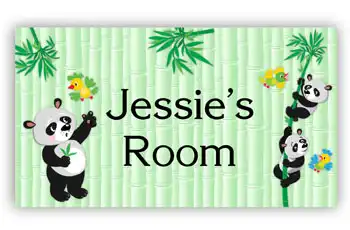 Room Door Sign Panda Bear Theme