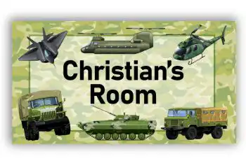 Room Door Sign Army Trucks Military Defence Theme